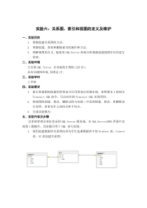 实验六：关系图、索引和视图的定义及维护