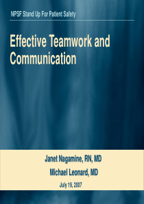 Effective Teamwork and Communication 7-19-07