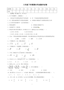 鲁教版八年级数学下册期中考试试题