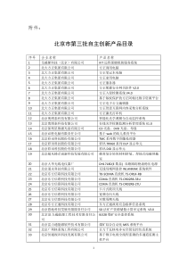 北京市第三批自主创新产品目录-附件：