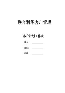 王家荣-联合利华客户管理计划工作表