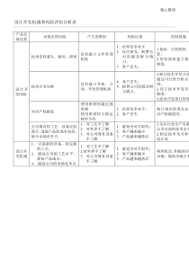 设计开发机遇和风险评估分析表