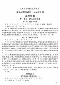 九年级化学上鲁教版配套练习册答案