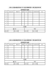 材料使用计划表