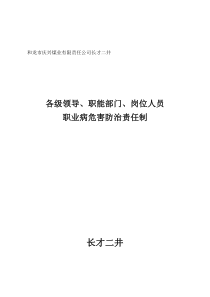 煤矿各级各岗位人员职业病防治责任制