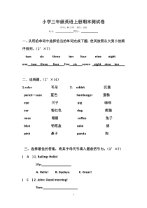 小学三年级英语练习(共4套)