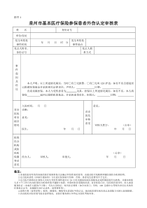 泉州市基本医疗保险参保患者外伤认定审核表