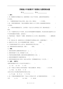 (苏教版)六年级数学下册圆柱与圆锥测试题