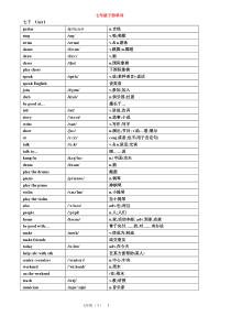 2017新版七年级初一下册英语单词汇表