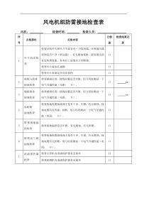 风电机组防雷接地检查表