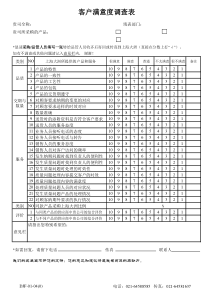 客户满意度调查表样本