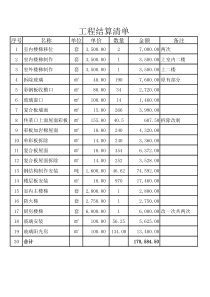 工程结算清单