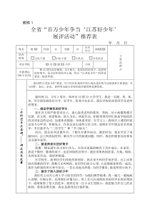 优秀小学生事迹及老师同伴评价评语+江苏好少年申报表+优秀少先队员申报表