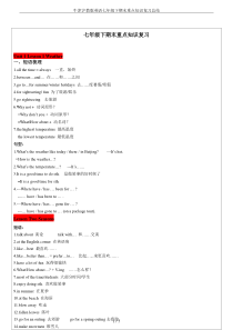 牛津沪教版英语七年级下期末重点知识复习总结