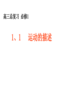 山东省冠县武训高级中学高三物理复习课件：1、1 运动的描述