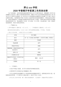 2020年春期柑垇学校开学复课具体工作安排