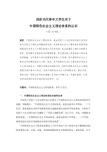 浅析当代青年大学生对于中国特色社会主义理论体系的认识