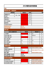 2018餐饮成本核算表