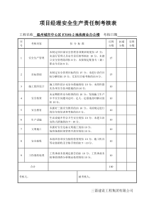 安全生产责任制考核表及目标责任制考核表