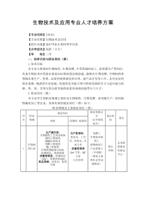 生物技术及应用专业人才培养方案