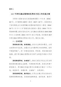 2017年两化融合管理体系贯标示范工作实施方案