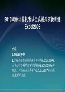 2013年职称计算机_专业技术人员计算机应用能力考试excel2003模块_全真模拟试题