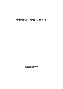 武阳中学精细化管理实施方案