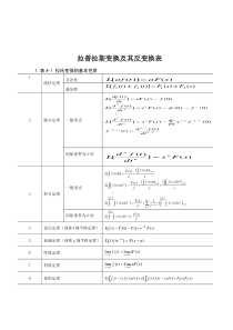 拉普拉斯变换及其逆变换表