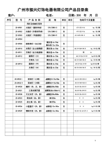 广州市振兴灯饰电器有限公司产品目录表客户：电话：日期：