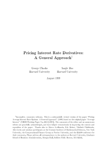 Abstract Pricing Interest Rate Derivatives A Gener