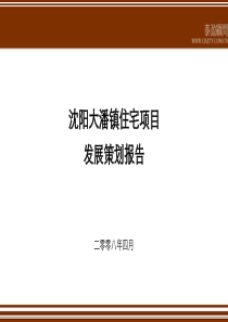 沈阳市大潘镇住宅项目发展策划报告