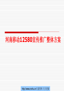 河南移动12580宣传推广整体方案