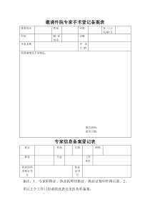 邀请外院专家手术登记备案表