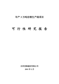 年产3万吨岩棉生产线项目可行性研究报告