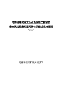 《河南省建筑施工企业及在建工程项目安全生产风险隐患双重预防体系建设实施细则(试行)》2019.1.2