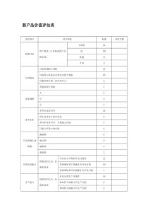 新产品价值评估表