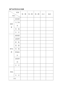 新产品开发支出计划表