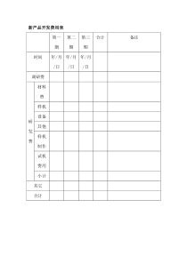 新产品开发费用表