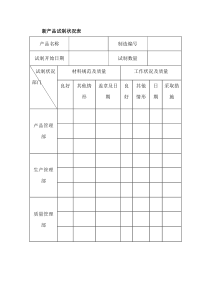 新产品试制状况表