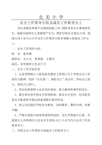 学校安全工作领导小组及成员工作职责分工