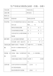 生产车间安全检查记录表