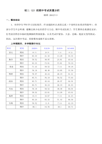 初二(2)班期中考试质量分析