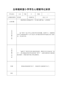 2015年小学心理咨询记录表[1]