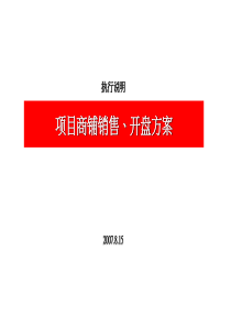 某商业地产项目商铺销售开盘方案2007.8