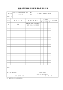 分部工程施工外观质量检查评价记录