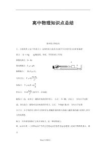 高中物理知识点总结和公式大全