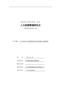 中小企业人力资源管理存在的问题与对策探析