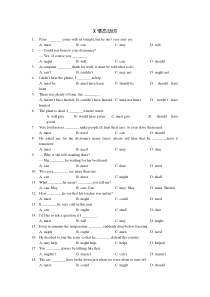 2015年暑期初高中衔接英语语法专项练习：X情态动词(含答案)