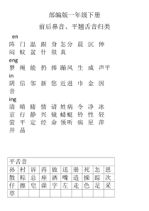 部编版一年级下册前后鼻音平翘舌音归类