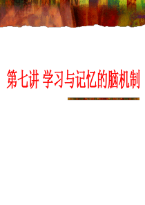 第七讲-学习与记忆的神经机制